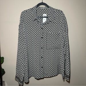 Abercrombie & Fitch Mixed Geometric Stripe Print Button Down Blouse Shirt XL